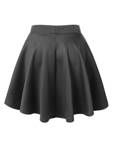 WB211 Women's Basic Versatile Stretchy Flared Casual Mini Skater Skirt