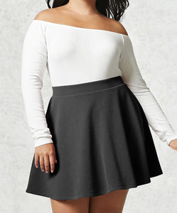 WB211 Women's Basic Versatile Stretchy Flared Casual Mini Skater Skirt