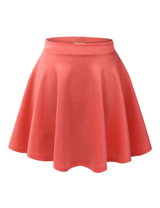 WB211 Women's Basic Versatile Stretchy Flared Casual Mini Skater Skirt