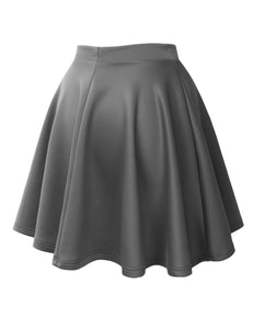 WB211 Women's Basic Versatile Stretchy Flared Casual Mini Skater Skirt