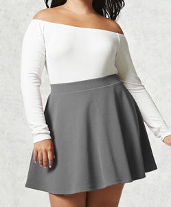 WB211 Women's Basic Versatile Stretchy Flared Casual Mini Skater Skirt