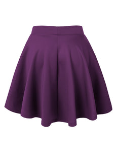 WB211 Women's Basic Versatile Stretchy Flared Casual Mini Skater Skirt
