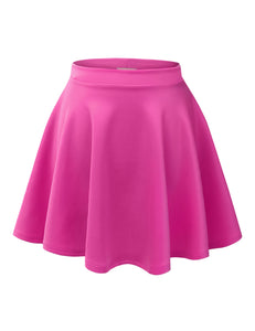 WB211 Women's Basic Versatile Stretchy Flared Casual Mini Skater Skirt