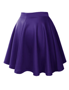 WB211 Women's Basic Versatile Stretchy Flared Casual Mini Skater Skirt