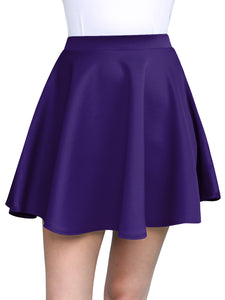WB211 Women's Basic Versatile Stretchy Flared Casual Mini Skater Skirt