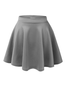 WB211 Women's Basic Versatile Stretchy Flared Casual Mini Skater Skirt