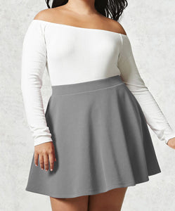 WB211 Women's Basic Versatile Stretchy Flared Casual Mini Skater Skirt