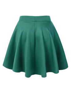 WB211 Women's Basic Versatile Stretchy Flared Casual Mini Skater Skirt