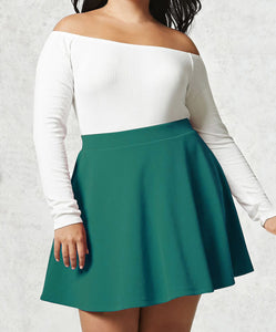WB211 Women's Basic Versatile Stretchy Flared Casual Mini Skater Skirt