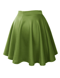 WB211 Women's Basic Versatile Stretchy Flared Casual Mini Skater Skirt