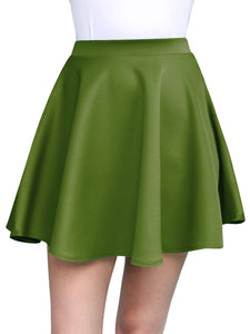 WB211 Women's Basic Versatile Stretchy Flared Casual Mini Skater Skirt