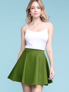 WB211 Women's Basic Versatile Stretchy Flared Casual Mini Skater Skirt