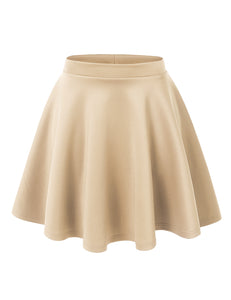 WB211 Women's Basic Versatile Stretchy Flared Casual Mini Skater Skirt