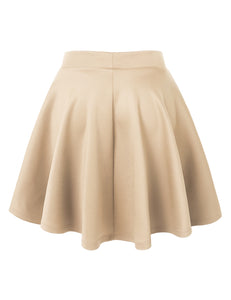 WB211 Women's Basic Versatile Stretchy Flared Casual Mini Skater Skirt