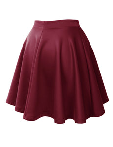 WB211 Women's Basic Versatile Stretchy Flared Casual Mini Skater Skirt