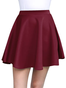 WB211 Women's Basic Versatile Stretchy Flared Casual Mini Skater Skirt