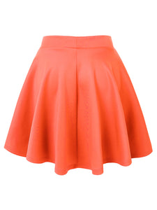 WB211 Women's Basic Versatile Stretchy Flared Casual Mini Skater Skirt