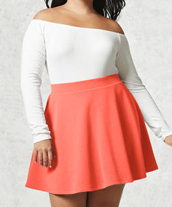 WB211 Women's Basic Versatile Stretchy Flared Casual Mini Skater Skirt