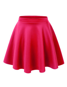 WB211 Women's Basic Versatile Stretchy Flared Casual Mini Skater Skirt