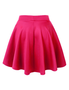 WB211 Women's Basic Versatile Stretchy Flared Casual Mini Skater Skirt