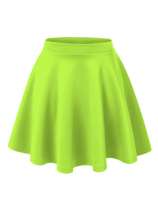 WB211 Women's Basic Versatile Stretchy Flared Casual Mini Skater Skirt