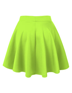 WB211 Women's Basic Versatile Stretchy Flared Casual Mini Skater Skirt