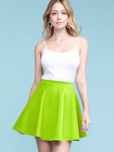 WB211 Women's Basic Versatile Stretchy Flared Casual Mini Skater Skirt