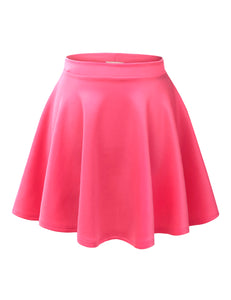 WB211 Women's Basic Versatile Stretchy Flared Casual Mini Skater Skirt