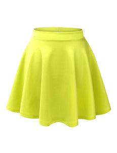 WB211 Women's Basic Versatile Stretchy Flared Casual Mini Skater Skirt