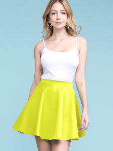 WB211 Women's Basic Versatile Stretchy Flared Casual Mini Skater Skirt
