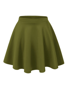 WB211 Women's Basic Versatile Stretchy Flared Casual Mini Skater Skirt