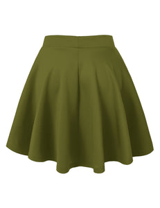 WB211 Women's Basic Versatile Stretchy Flared Casual Mini Skater Skirt