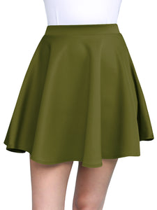 WB211 Women's Basic Versatile Stretchy Flared Casual Mini Skater Skirt