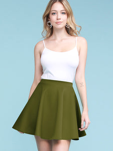 WB211 Women's Basic Versatile Stretchy Flared Casual Mini Skater Skirt
