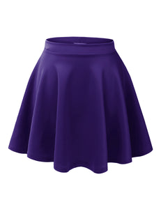 WB211 Women's Basic Versatile Stretchy Flared Casual Mini Skater Skirt