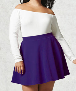WB211 Women's Basic Versatile Stretchy Flared Casual Mini Skater Skirt