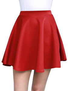 WB211 Women's Basic Versatile Stretchy Flared Casual Mini Skater Skirt