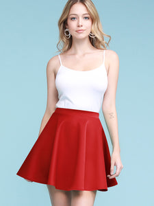 WB211 Women's Basic Versatile Stretchy Flared Casual Mini Skater Skirt