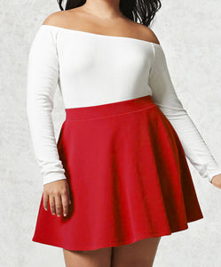 WB211 Women's Basic Versatile Stretchy Flared Casual Mini Skater Skirt
