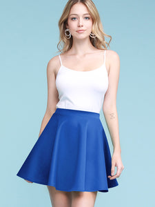 WB211 Women's Basic Versatile Stretchy Flared Casual Mini Skater Skirt