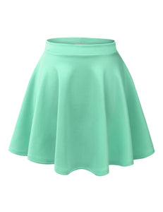 WB211 Women's Basic Versatile Stretchy Flared Casual Mini Skater Skirt