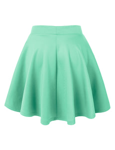 WB211 Women's Basic Versatile Stretchy Flared Casual Mini Skater Skirt
