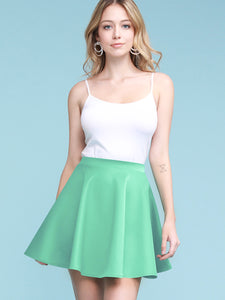 WB211 Women's Basic Versatile Stretchy Flared Casual Mini Skater Skirt