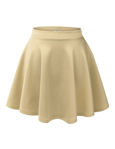WB211 Women's Basic Versatile Stretchy Flared Casual Mini Skater Skirt