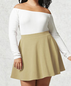 WB211 Women's Basic Versatile Stretchy Flared Casual Mini Skater Skirt
