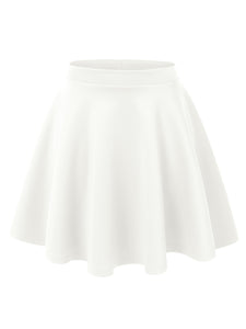 WB211 Women's Basic Versatile Stretchy Flared Casual Mini Skater Skirt