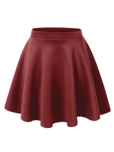 WB211 Women's Basic Versatile Stretchy Flared Casual Mini Skater Skirt