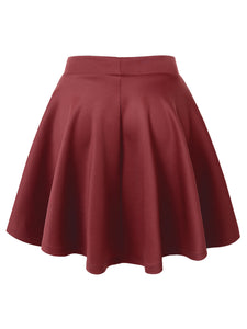 WB211 Women's Basic Versatile Stretchy Flared Casual Mini Skater Skirt