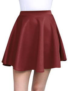 WB211 Women's Basic Versatile Stretchy Flared Casual Mini Skater Skirt