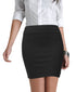 WB2141 Women's Elastic Waist Stretch Bodycon Midi Pencil Skirt Above The Knee Length Classic Skirt